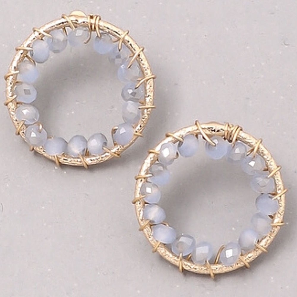 Ella beaded round stud earrings